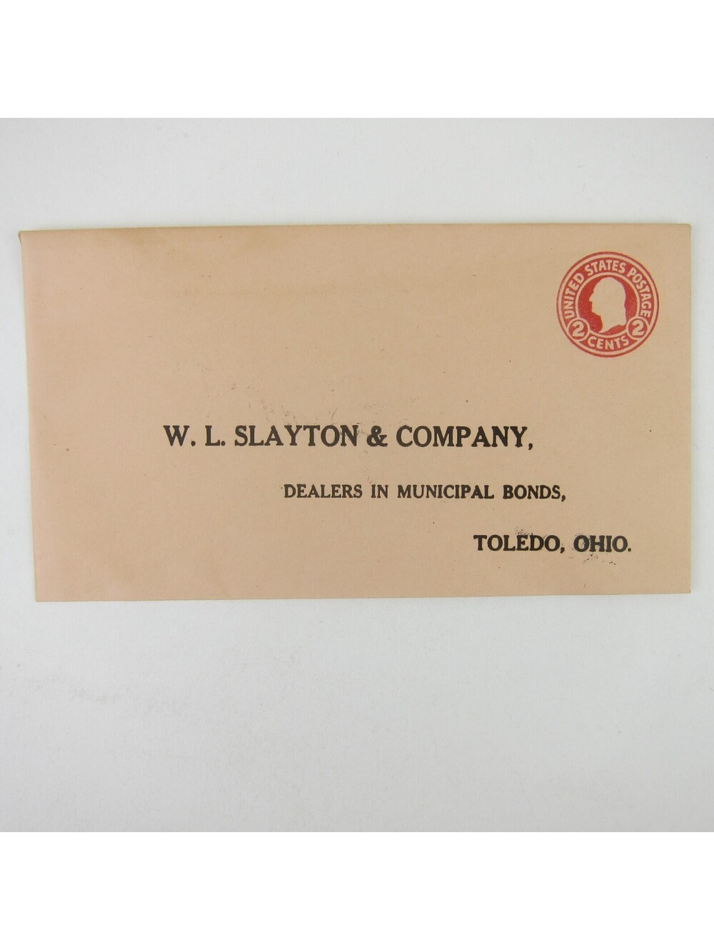 US Postal Stationery W.L. Slayton & Co Toledo Ohio 2 cent Washington Antique